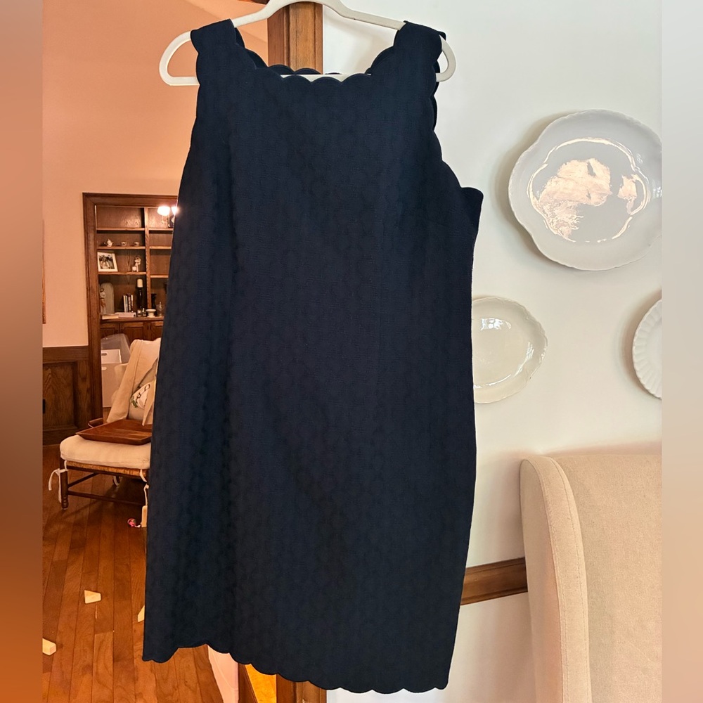 Blue scallop Sleeveless Square Neck Sheath Mini Dress